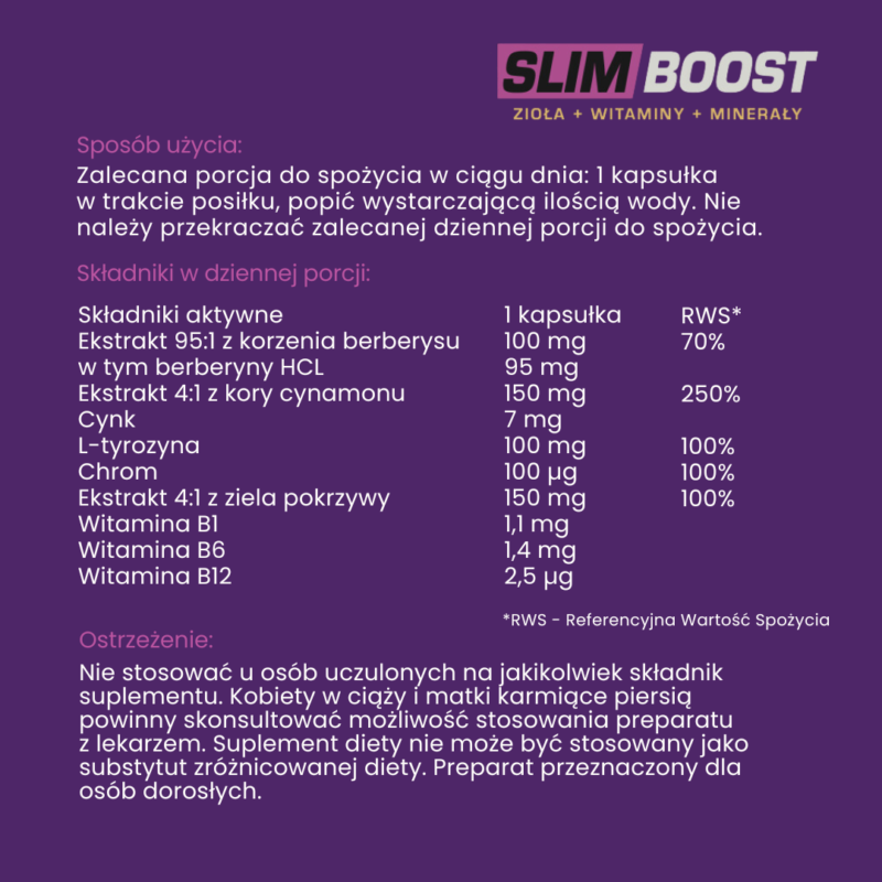 SLIM BOOST - suplement diety na metabolizm [1]- zioła + witaminy + minerały - obrazek 2