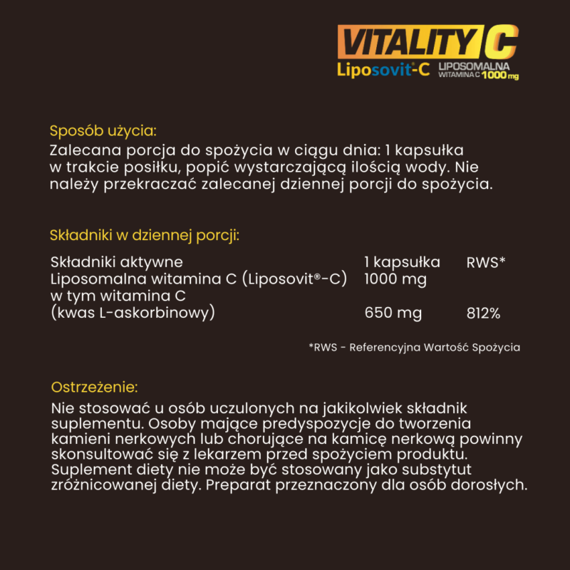 Witamina C  - VITALITY C - kompleks liposomalnej witaminy C 1000 mg - obrazek 2