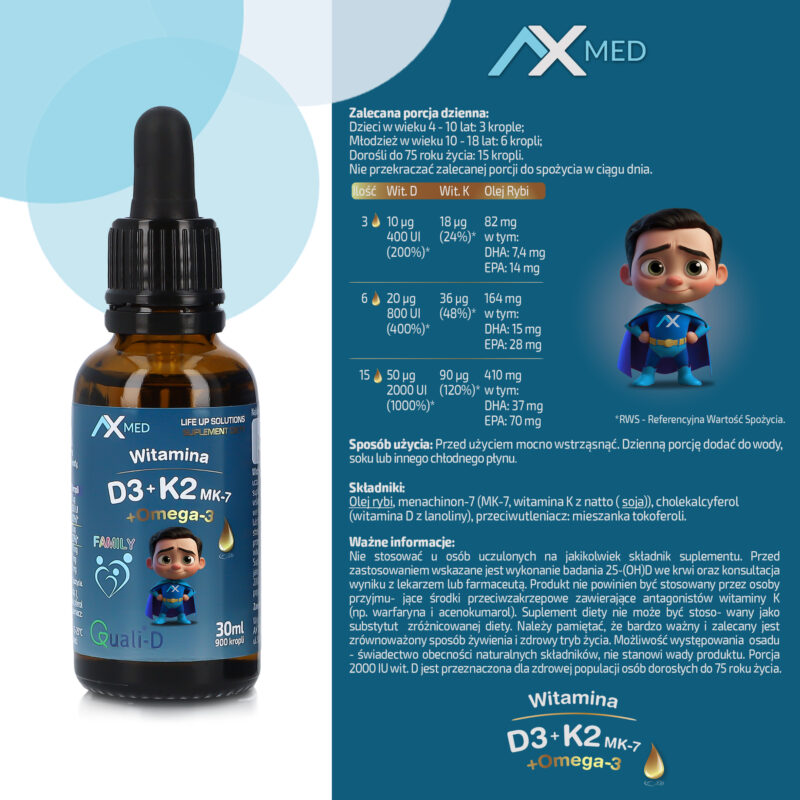 Witamina D3 + K2 MK-7 + Omega 3 (DHA i EPA) suplement diety w kroplach - obrazek 2
